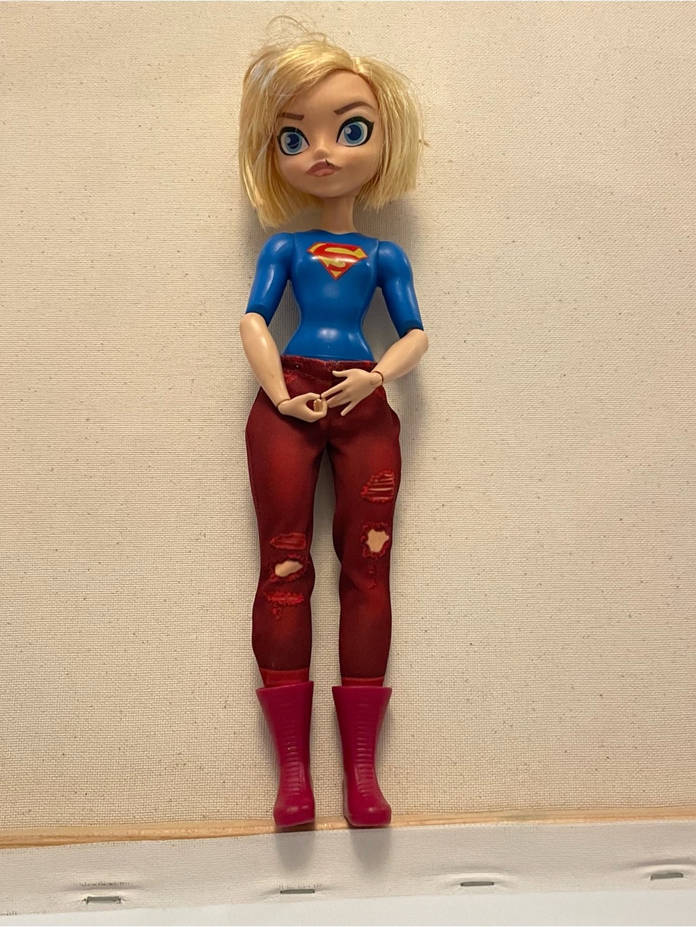 DC Comics Super Hero Girl Doll Supergirl Short Blonde Hair with ripped pants